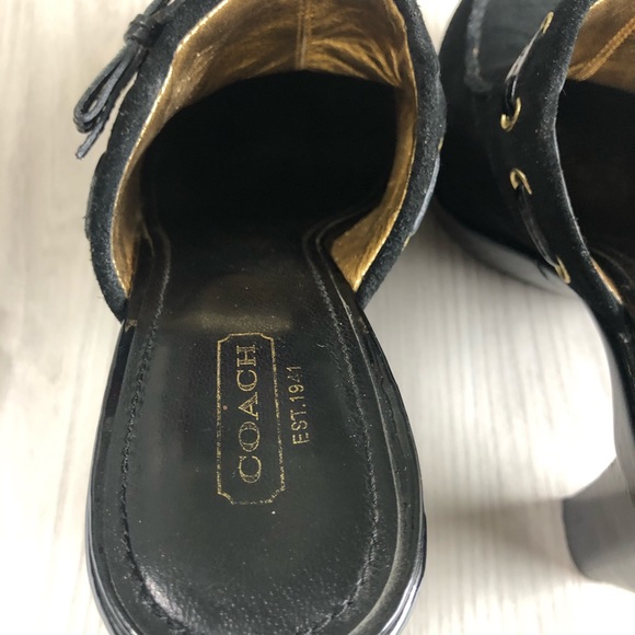 COACH Jodey Signature black suede Leather clogs size 8 1/2 - Picture 5 of 8